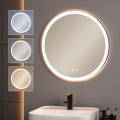Brilagi - Espejo de baño con calefacción integrada y retroiluminación LED regulable ALU PRO LED/18W/230V, Ø 60 cm, 3000/4000/6500K, IP44, cromo mate, CRI 90