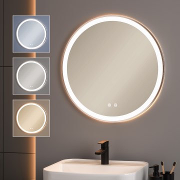 Brilagi - Espejo de baño con calefacción integrada y retroiluminación LED regulable ALU PRO LED/18W/230V, Ø 60 cm, 3000/4000/6500K, IP44, cromo mate, CRI 90