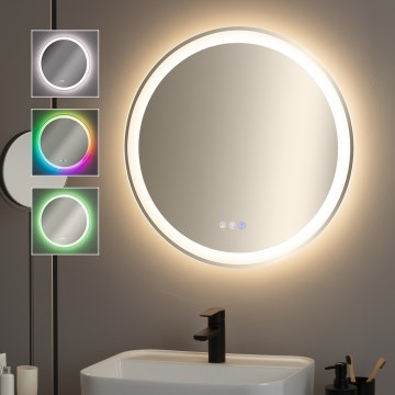 Brilagi - Espejo de baño con calefacción LED RGBW AVA PRO LED/18W/230V diámetro 60 cm IP44 IRC 90 regulable + CCT