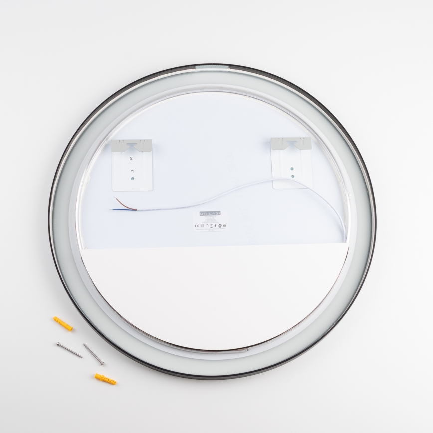 Brilagi - Espejo de baño LED ASTI LED/19W/230V diámetro 60 cm negro IP44 CRI 90 regulable + CCT