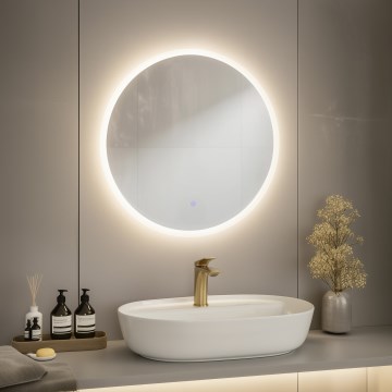 Brilagi - Espejo de baño LED BERNATE LED/19W/230V Ø 60 cm plateado IP44 CRI 90 regulable + CCT (temperatura de color ajustable)