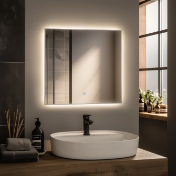 Brilagi - Espejo de baño LED DESIO LED/24W/230V 60x60 cm plateado IP44 CRI 90 regulable + CCT