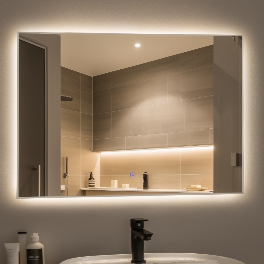 Brilagi - Espejo de baño LED DESIO LED/28W/230V 60x80 cm plateado IP44 CRI 90 regulable + CCT