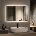 Brilagi - Espejo de baño LED DESIO LED/28W/230V 60x80 cm plateado IP44 CRI 90 regulable + CCT