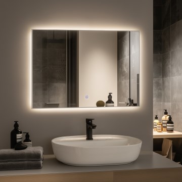 Brilagi - Espejo de baño LED DESIO LED/28W/230V 60x80 cm plateado IP44 CRI 90 regulable + CCT