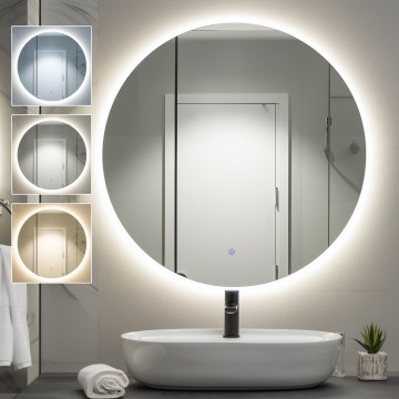 Brilagi - Espejo de baño LED LUNA LED/26W/230V diámetro 80 cm IP44 CRI 90 regulable + CCT