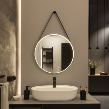 Brilagi - Espejo de baño LED PALANZO LED/19W/230V Ø 60 cm negro IP44 CRI 90 regulable + CCT