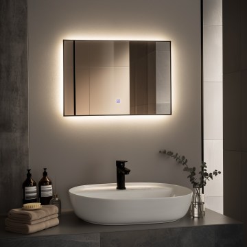 Brilagi - Espejo de baño LED SUELLO LED/20W/230V 40x60 cm negro IP44 IRC 90 regulable + CCT