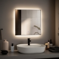 Brilagi - Espejo de baño LED SUELLO LED/24W/230V 60x60 cm negro IP44 CRI 90 regulable + CCT