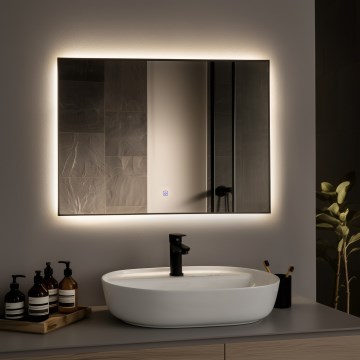 Brilagi - Espejo de baño LED SUELLO LED/28W/230V 60x80 cm negro IP44 CRI 90 regulable + CCT