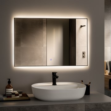 Brilagi - Espejo de baño LED SUELLO LED/30W/230V 60x90 cm negro IP44 IRC 90 regulable + CCT