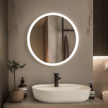 Brilagi - Espejo de baño LED TORINO LED/19W/230V Ø 60 cm, plateado, IP44, CRI 90, regulable + CCT