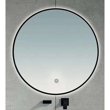 Brilagi - Espejo de baño LED VENA BLACK, 26 W LED, 230 V, diámetro 80 cm, IP44, IRC 90, regulable + CCT