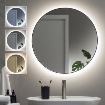 Brilagi - Espejo de baño LED VENA BLACK LED/19W/230V Ø 60 cm IP44 CRI 90 regulable + CCT (temperatura de color ajustable)