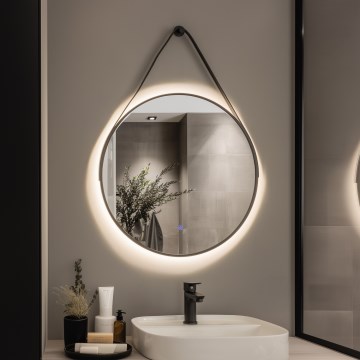 Brilagi - Espejo de baño LED VERESE LED/19W/230V Ø 60 cm negro IP44 IRC 90 regulable + CCT