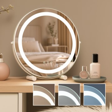 BRILAGI - Espejo de maquillaje LED regulable CALIFORNIA LED/17W/230V 3000/4000/6500K, diámetro 42 cm, blanco