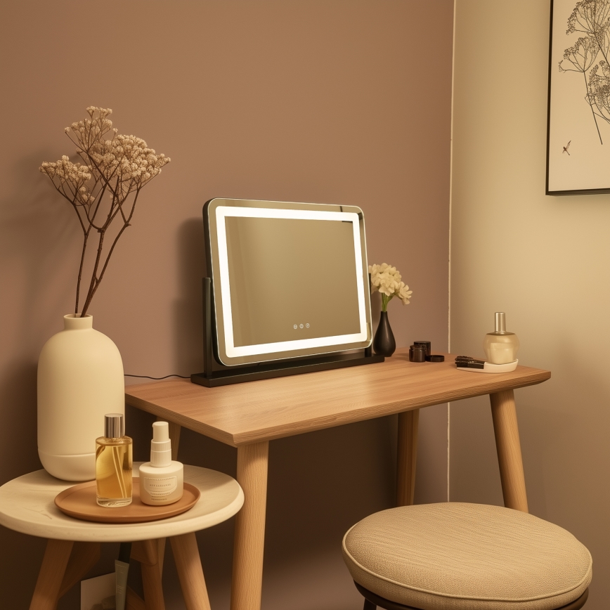 BRILAGI - Espejo de maquillaje LED regulable CALIFORNIA LED/25W/230V 3000/4000/6500K 55x44 cm negro