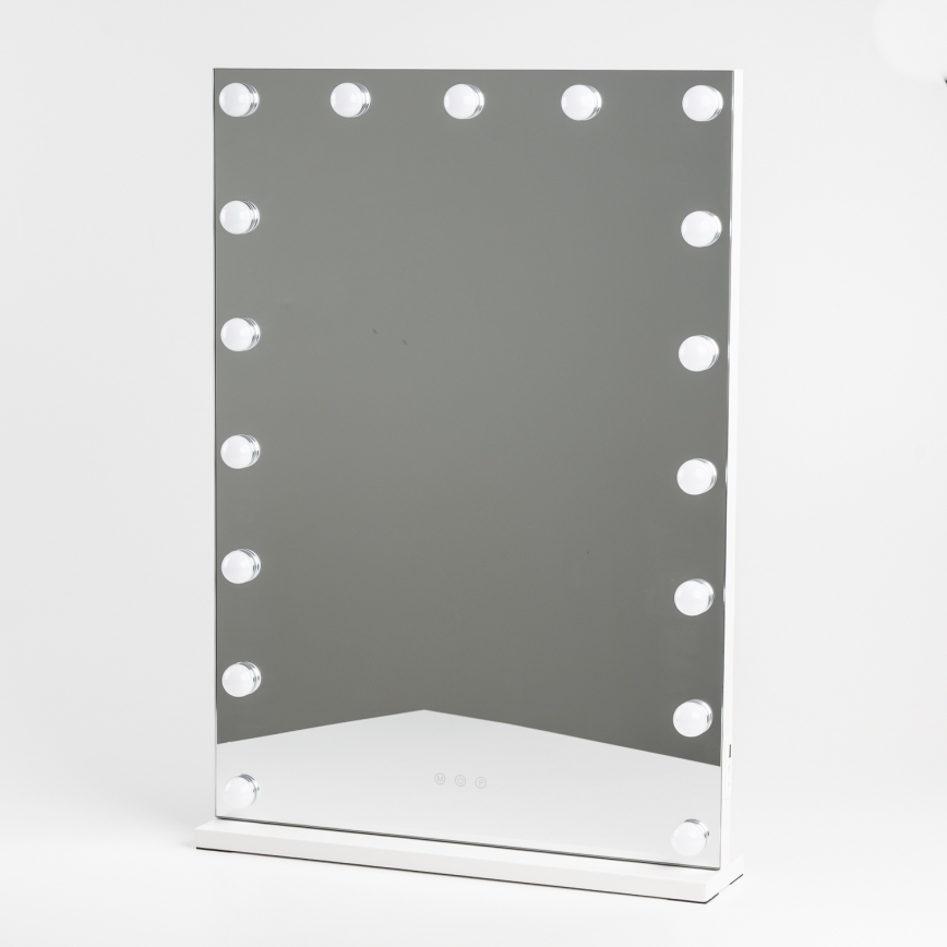 BRILAGI - LED Espejo de maquillaje regulable HOLLYWOOD LED/15W/230V CCT + 2x USB 55x77 cm blanco