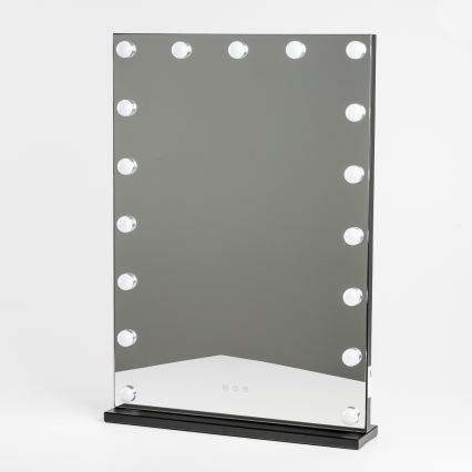 BRILAGI - Espejo de maquillaje LED regulable HOLLYWOOD LED/15W/230V CCT + 2x USB 55x77 cm negro