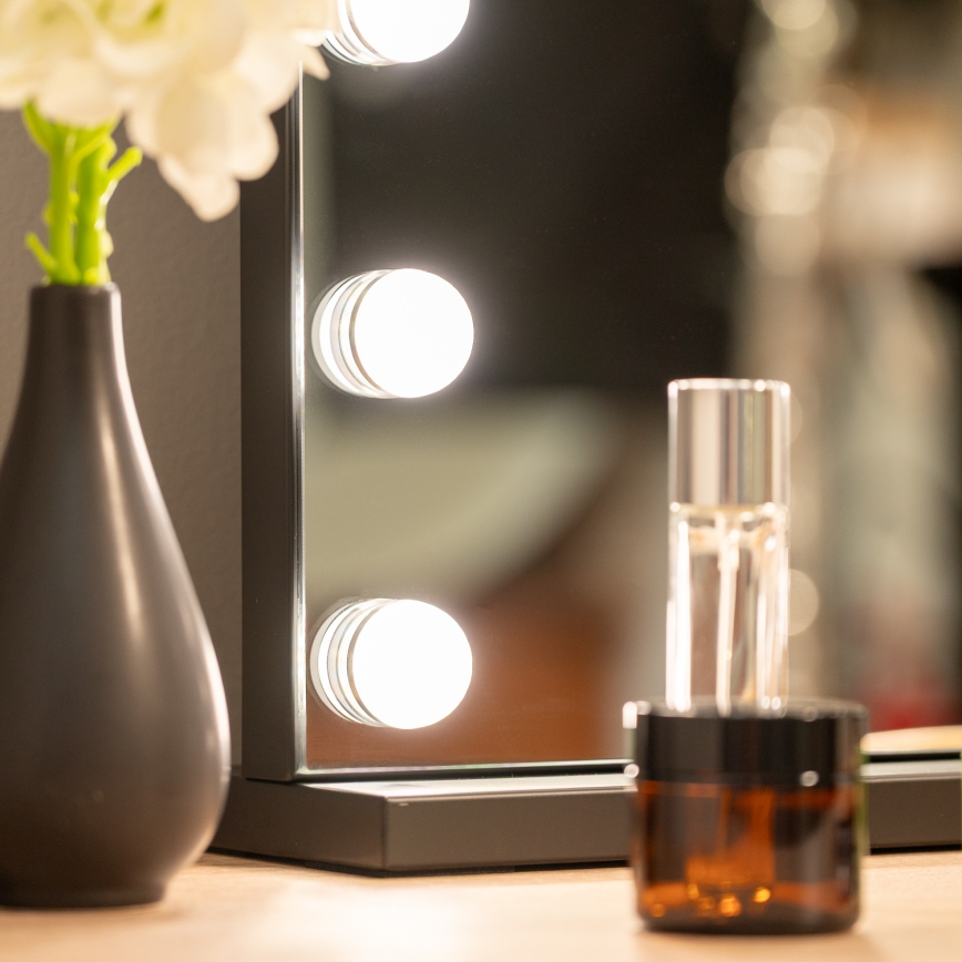 BRILAGI - Espejo de maquillaje LED regulable HOLLYWOOD LED/15W/230V CCT + 2x USB 55x77 cm negro