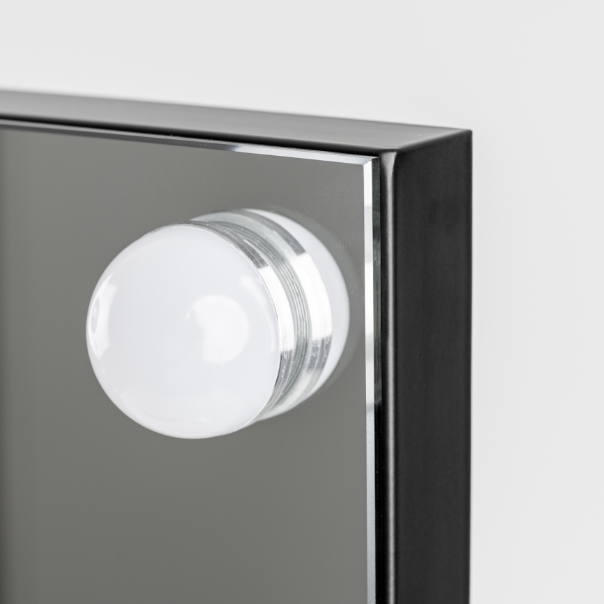 BRILAGI - Espejo de maquillaje LED regulable HOLLYWOOD LED/15W/230V CCT + 2x USB 55x77 cm negro