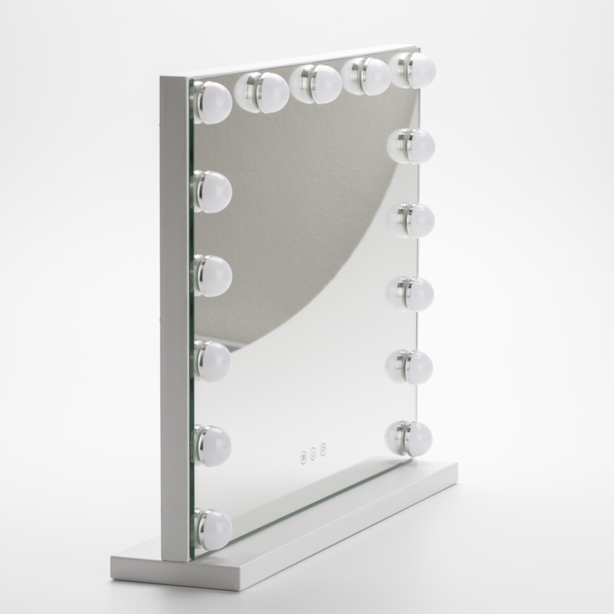BRILAGI - Espejo de maquillaje LED regulable HOLLYWOOD LED/15W/230V CCT + USB blanco