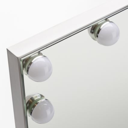 BRILAGI - Espejo de maquillaje LED regulable HOLLYWOOD LED/15W/230V CCT + USB blanco