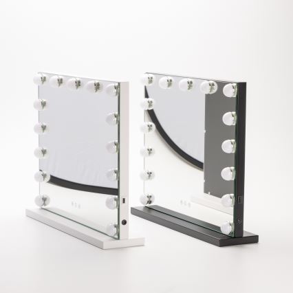 BRILAGI - Espejo de maquillaje LED regulable HOLLYWOOD LED/15W/230V CCT + USB blanco