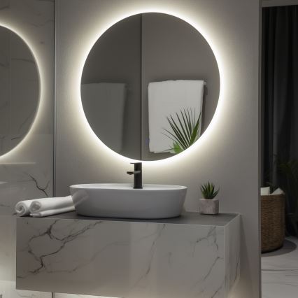 Brilagi - Espejo de baño LED LUNA LED/26W/230V diámetro 80 cm IP44 CRI 90 regulable + CCT