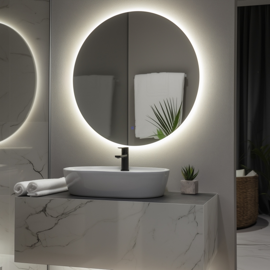 Brilagi - Espejo de baño LED LUNA LED/26W/230V diámetro 80 cm IP44 CRI 90 regulable + CCT