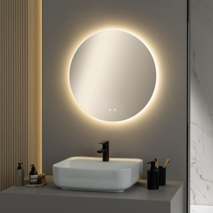 BRILAGI - Espejo de baño calefactado DEMI ECO LED/12W/230V, diámetro 60 cm, IP44, CRI 90, regulable + CCT