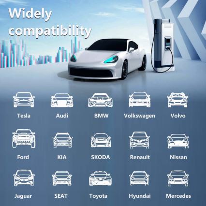 Brilagi - Estación de carga para coches eléctricos FAST AC Tipo 2 16A/380V 11kW + enchufe 230V, 3,7kW 5m + estuche