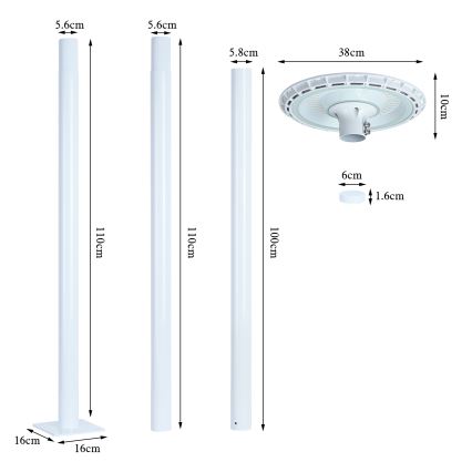 Brilagi - Farola LED de exterior URBANSPARK LED/120W/230V blanca IP65
