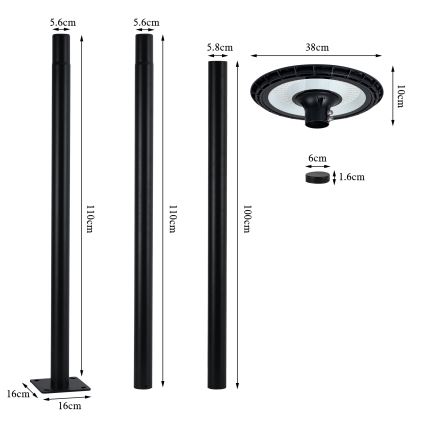 Brilagi - Farola LED para exterior URBANSPARK LED/60W/230V negra IP65