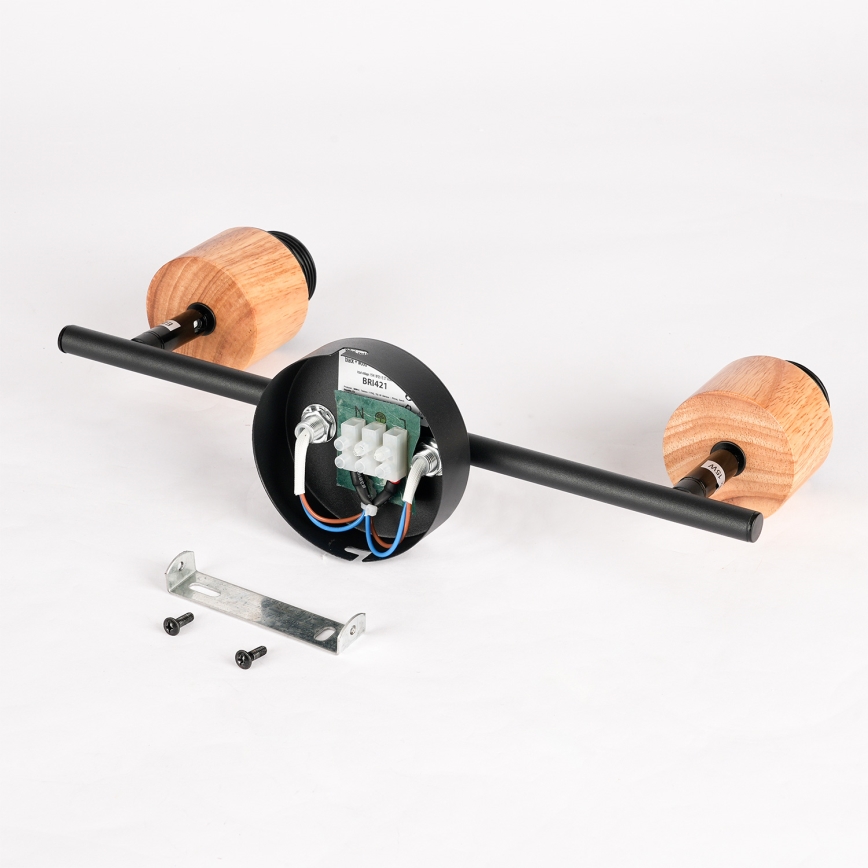 Brilagi - Foco BASKLITE 2xE27/15W/230V madera/negro