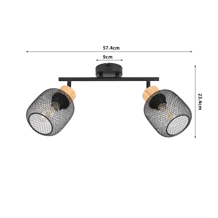 Brilagi - Foco BASKLITE 2xE27/15W/230V madera/negro