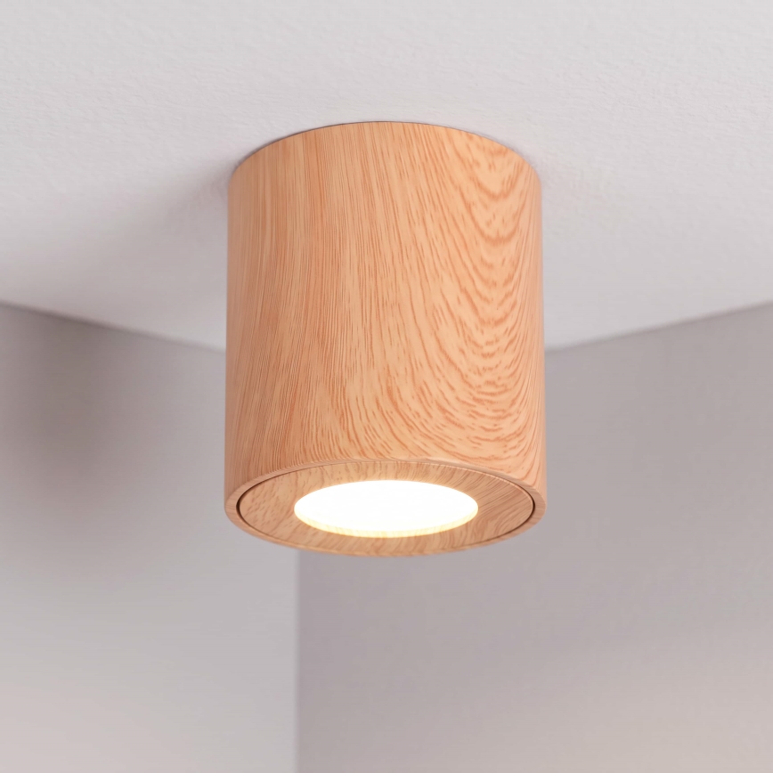 BRILAGI - Foco de baño MIA 1xGU10/30W/230V 84x80 mm decoración de roble IP44