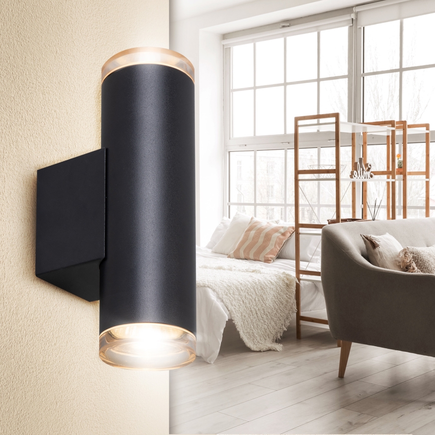 Brilagi - Aplique de pared para baño SELE AQUA 2xGU10/30W/230V IP44 negro