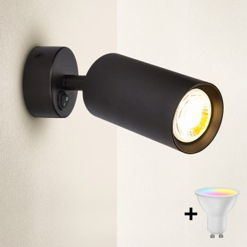 Brilagi - Foco de pared LED RGBW regulable SELE 1xGU10/4,8W/230V 3000K negro + mando a distancia