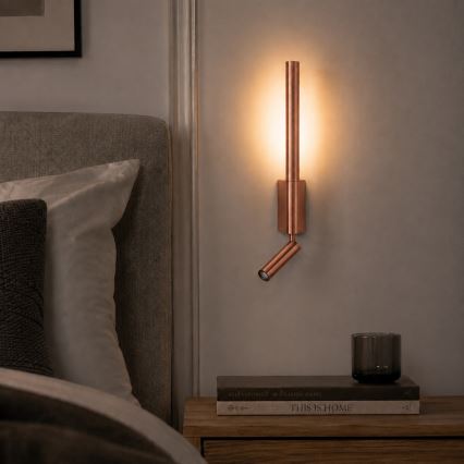 BRILAGI - Aplique de pared LED orientable VIXON, LED/3W/230V + LED/5W, bronce, IRC 90
