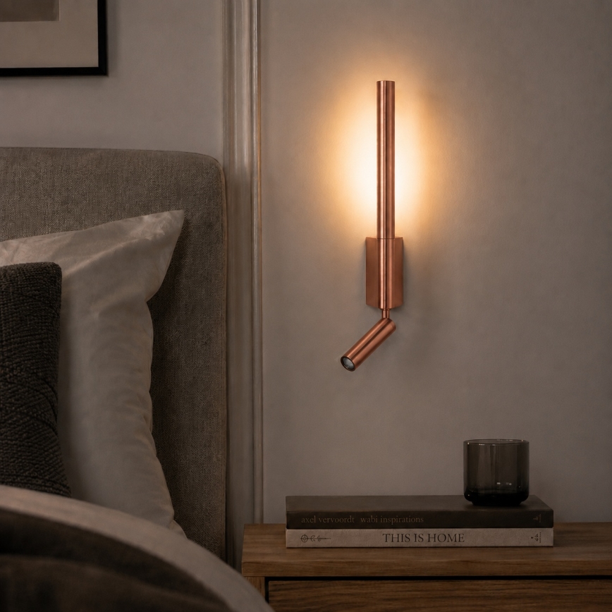 BRILAGI - Aplique de pared LED orientable VIXON, LED/3W/230V + LED/5W, bronce, IRC 90