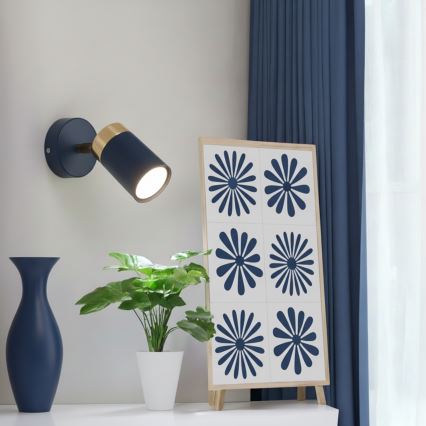 BRILAGI - Foco de pared POKER 1xGU10/25W/230V azul/dorado