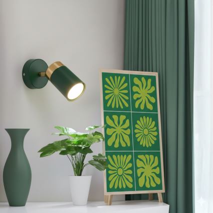 BRILAGI - Foco de pared POKER 1xGU10/25W/230V verde/dorado