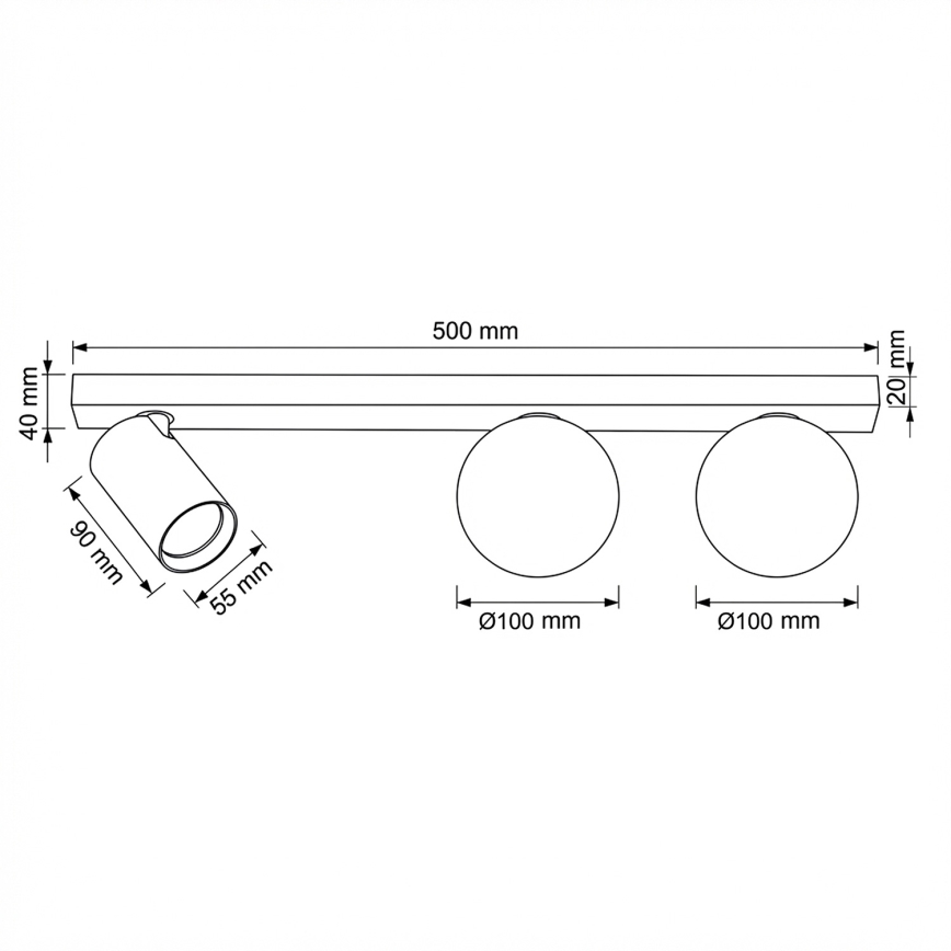 Brilagi - Foco de techo SELE BALL 1xGU10/30W/230V + 2xG9/10W negro