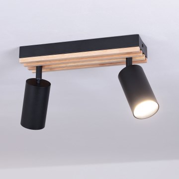 Brilagi - Foco direccional SELE WOOD 2xGU10/30W/230V negro/madera