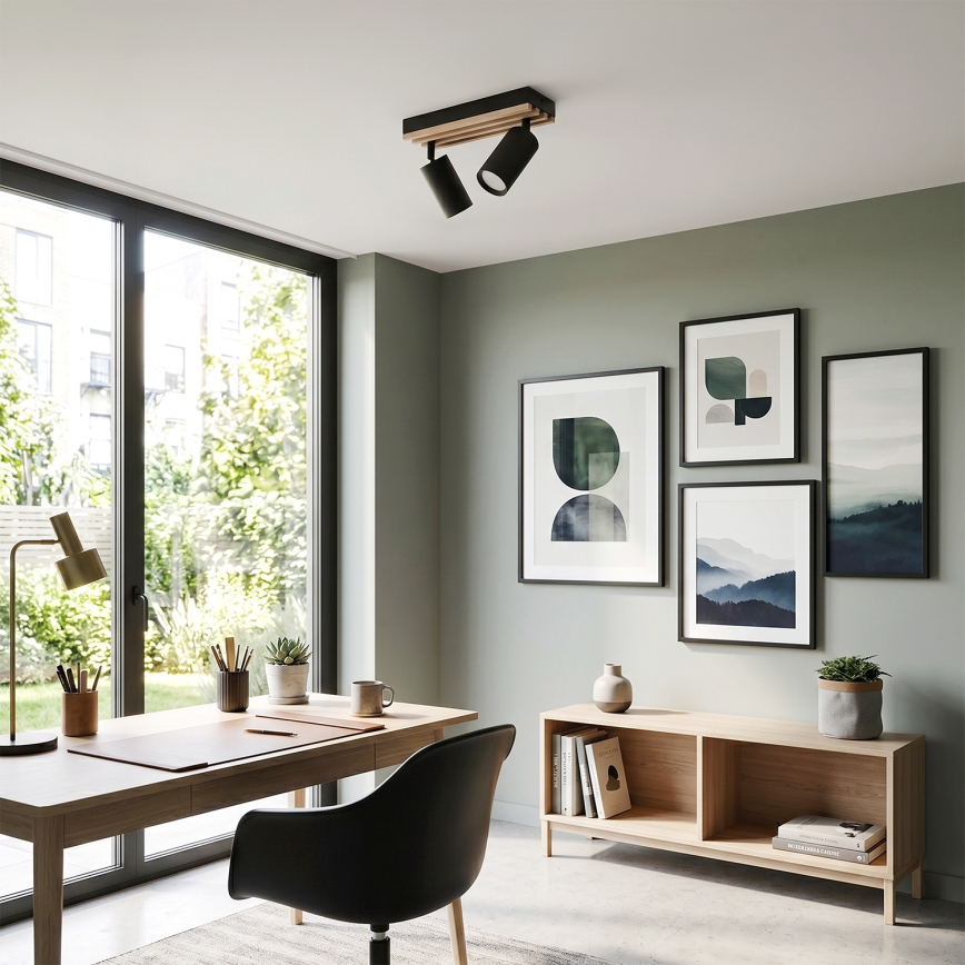 Brilagi - Foco direccional SELE WOOD 2xGU10/30W/230V negro/madera