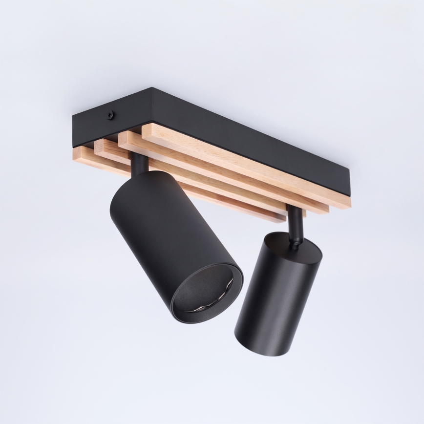 Brilagi - Foco direccional SELE WOOD ACOUSTIC 2xGU10/30W/230V negro/madera