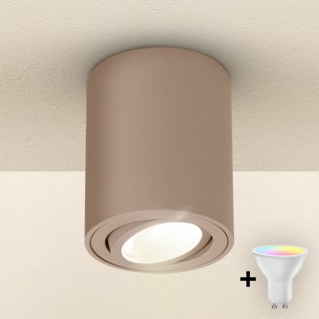 Brilagi - Foco empotrable LED RGBW regulable MIA 1xGU10/4,8W/230V 3000K 100x80 mm beige + mando a distancia