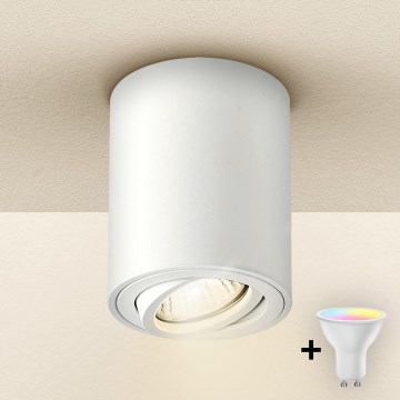 Brilagi - Foco empotrable LED RGBW regulable MIA 1xGU10/4,8W/230V 3000K 100x80 mm blanco + mando a distancia