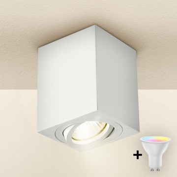 Brilagi - Foco empotrable LED RGBW regulable MIA 1xGU10/4,8W/230V 3000K 100x80 mm blanco + mando a distancia